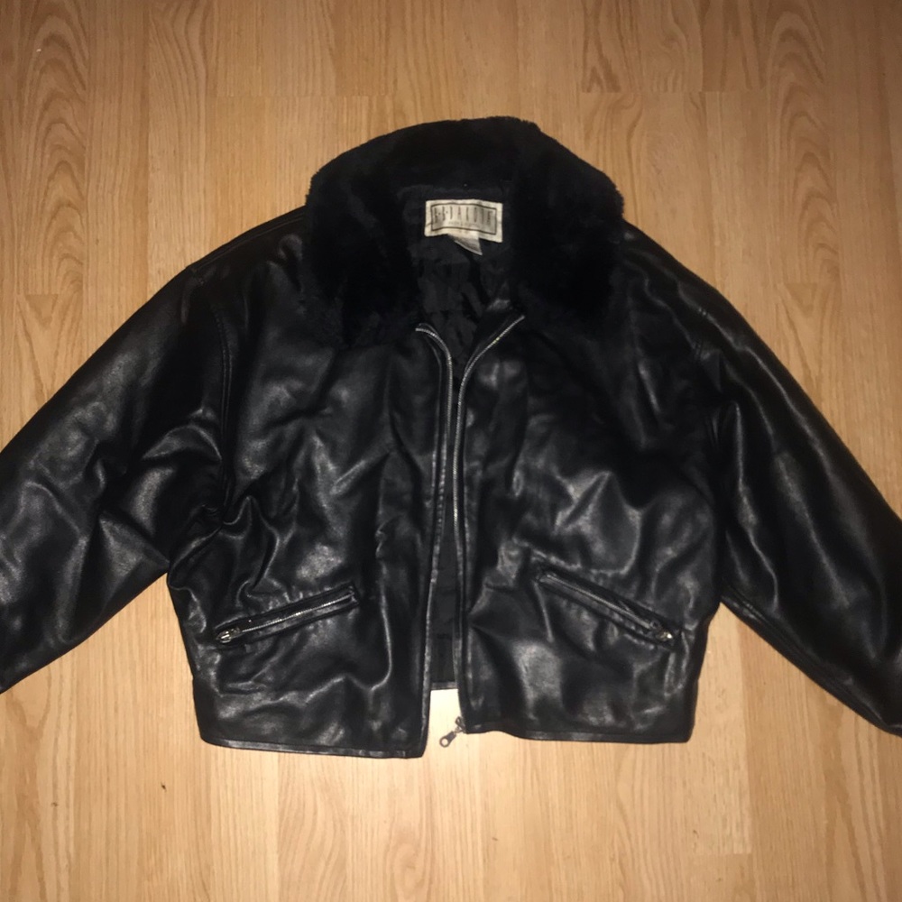Vintage black leather pilot jacket